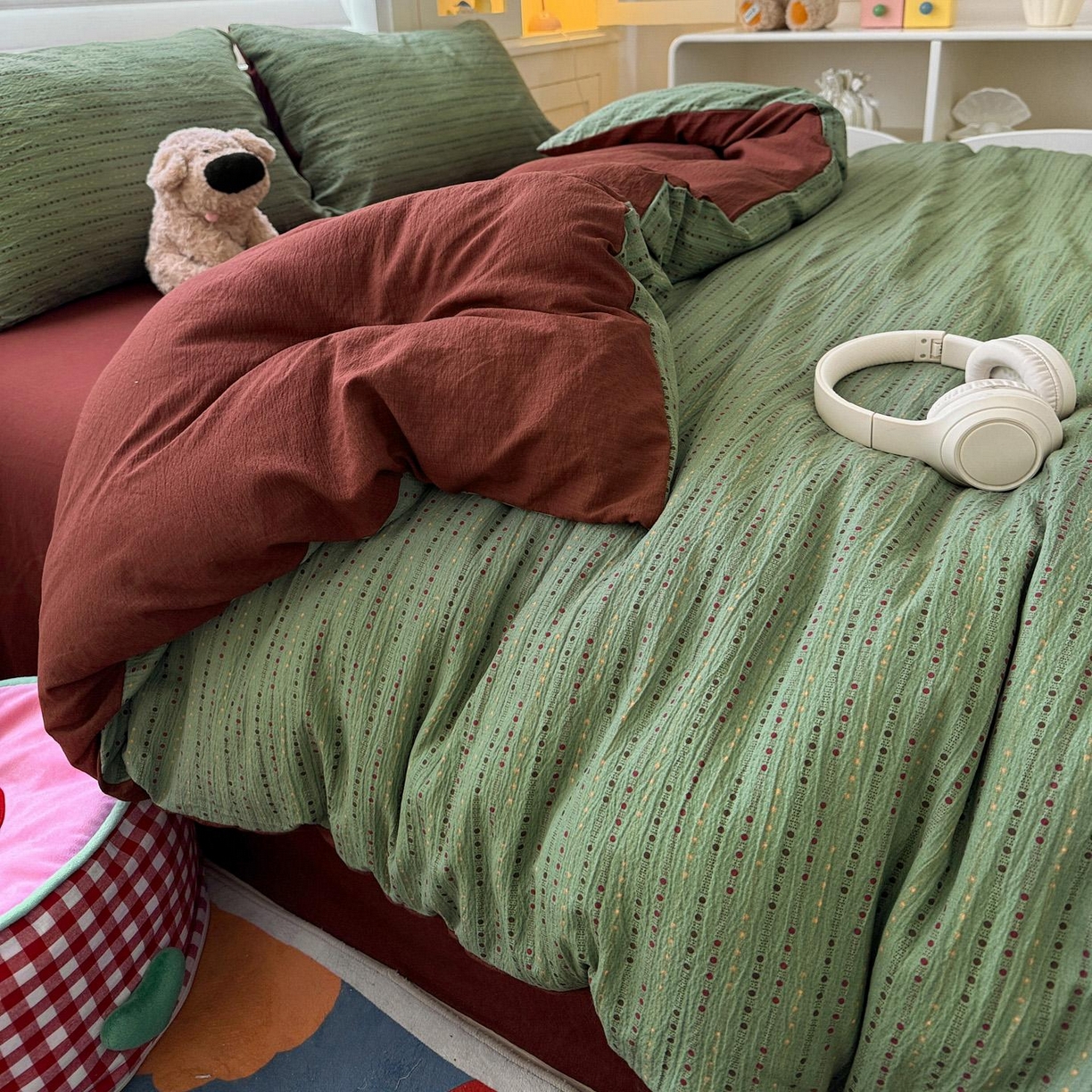 水墨江南 2025新款云感双层纱印花四件套 绿野仙踪