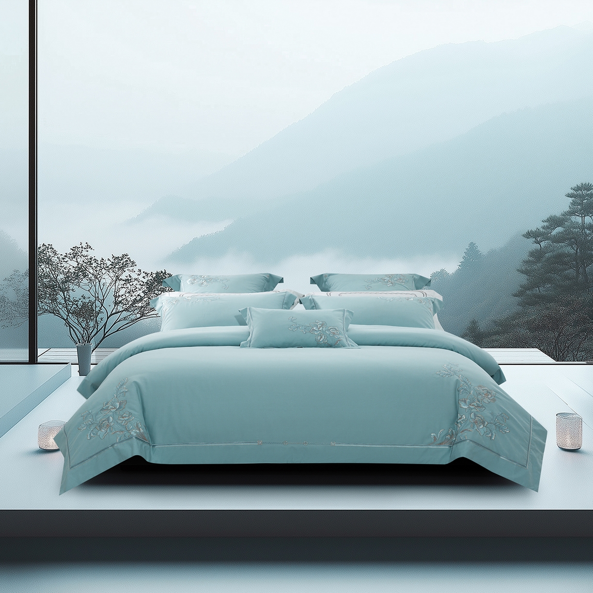 91家纺网 家纺一手货源 找家纺 高大尚婚庆馆 2025新款长绒棉磨毛四件套-浮生若梦 浮生若梦-水晶兰