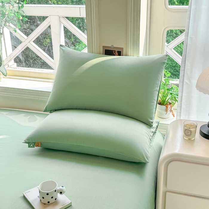 91家纺网 家纺一手货源 找家纺 凡客家居 2025新款全棉纯色简约单品床单系列 中绿