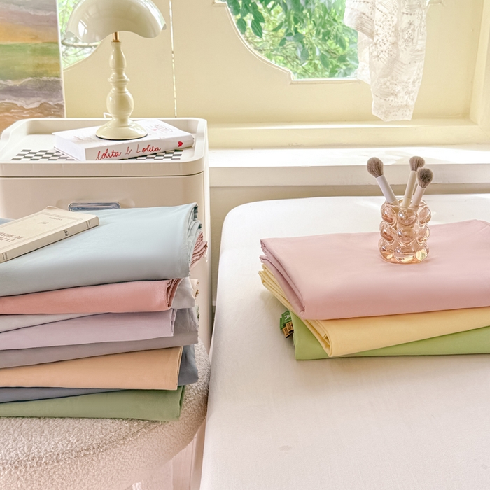 91家纺网 家纺一手货源 找家纺 凡客家居 2025新款全棉纯色简约单品床单系列 组合图