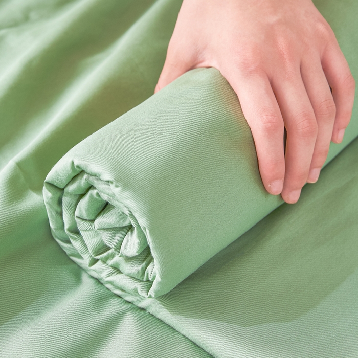 91家纺网 家纺一手货源 找家纺 凡客家居 2025新款全棉纯色简约单品床单系列 中绿