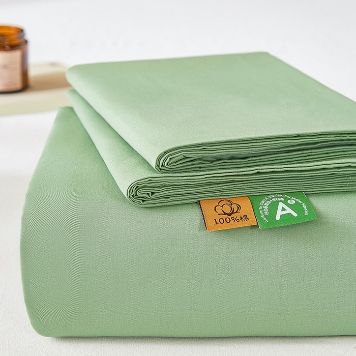 91家纺网 家纺一手货源 找家纺 凡客家居 2025新款全棉纯色简约单品床单系列 中绿