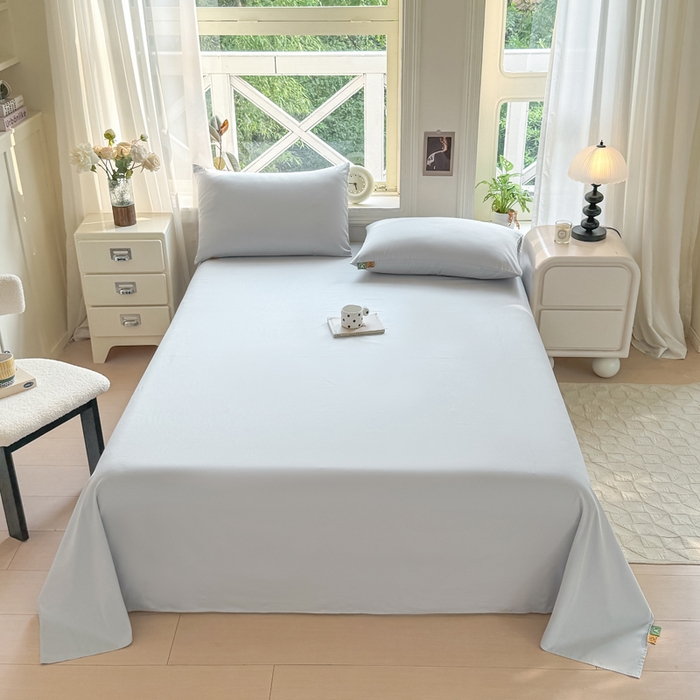 91家纺网 家纺一手货源 找家纺 凡客家居 2025新款全棉纯色简约单品床单系列 冰川灰