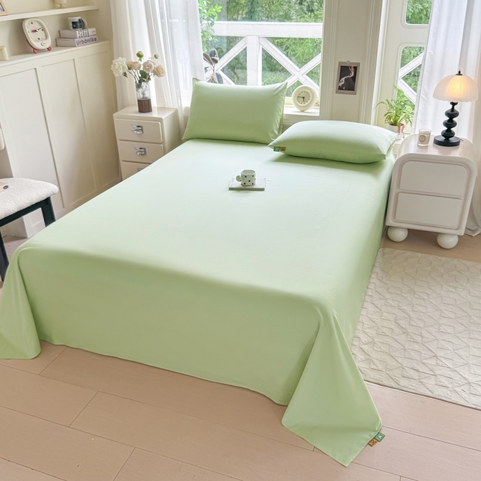 91家纺网 家纺一手货源 找家纺 凡客家居 2025新款全棉纯色简约单品床单系列 嫩芽绿