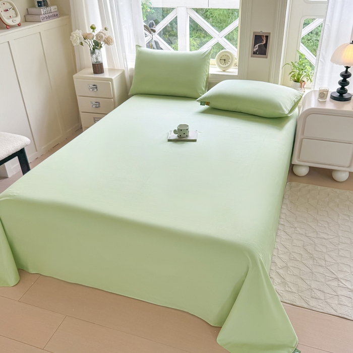 91家纺网 家纺一手货源 找家纺 凡客家居 2025新款全棉纯色简约单品床单系列 嫩芽绿