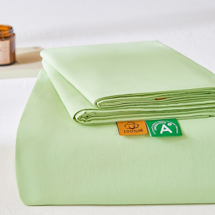 91家纺网 家纺一手货源 找家纺 凡客家居 2025新款全棉纯色简约单品床单系列 嫩芽绿