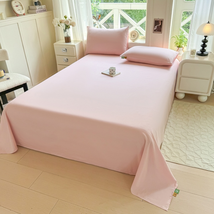 91家纺网 家纺一手货源 找家纺 凡客家居 2025新款全棉纯色简约单品床单系列 仙女粉