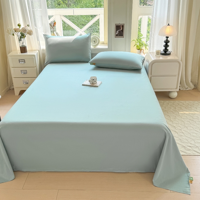 91家纺网 家纺一手货源 找家纺 凡客家居 2025新款全棉纯色简约单品床单系列 氧气蓝