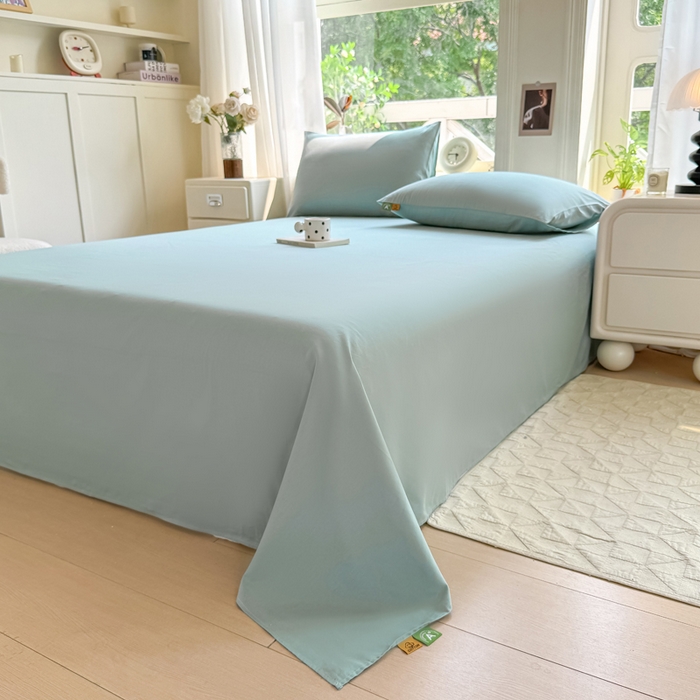 91家纺网 家纺一手货源 找家纺 凡客家居 2025新款全棉纯色简约单品床单系列 氧气蓝