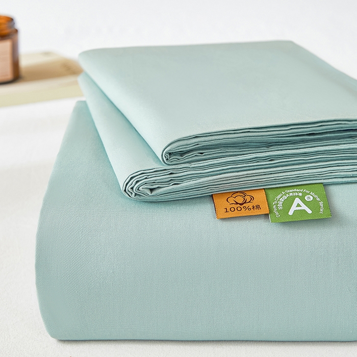 91家纺网 家纺一手货源 找家纺 凡客家居 2025新款全棉纯色简约单品床单系列 氧气蓝