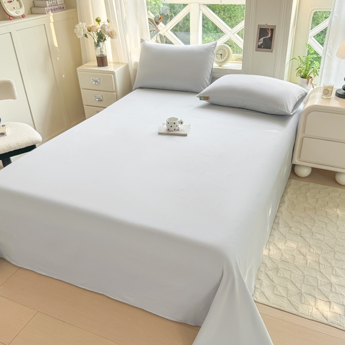 91家纺网 家纺一手货源 找家纺 凡客家居 2025新款全棉纯色简约单品床单系列 冰川灰