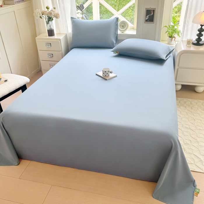 91家纺网 家纺一手货源 找家纺 凡客家居 2025新款全棉纯色简约单品床单系列 蔚蓝