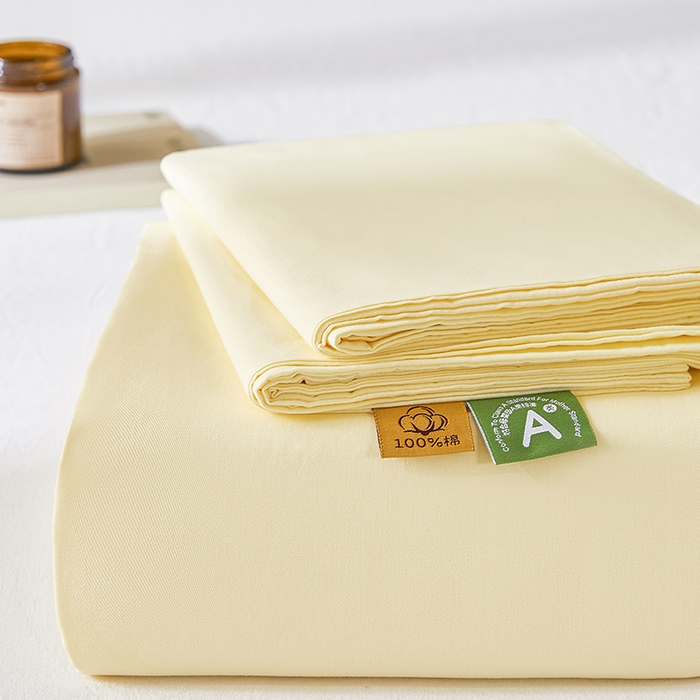 91家纺网 家纺一手货源 找家纺 凡客家居 2025新款全棉纯色简约单品床单系列 茉莉黄