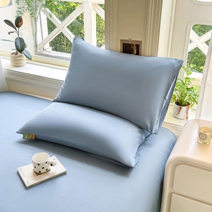 91家纺网 家纺一手货源 找家纺 凡客家居 2025新款全棉纯色简约单品床单系列 蔚蓝