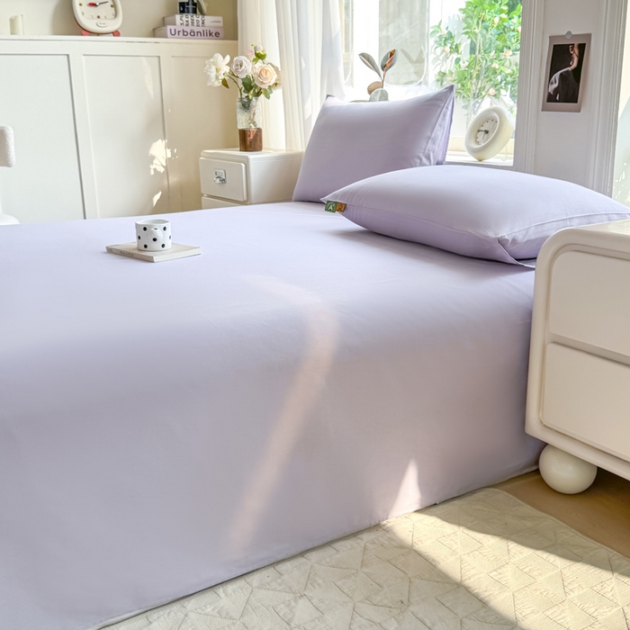 91家纺网 家纺一手货源 找家纺 凡客家居 2025新款全棉纯色简约单品床单系列 丁香紫
