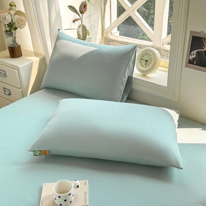 91家纺网 家纺一手货源 找家纺 凡客家居 2025新款全棉纯色简约单品床单系列 氧气蓝