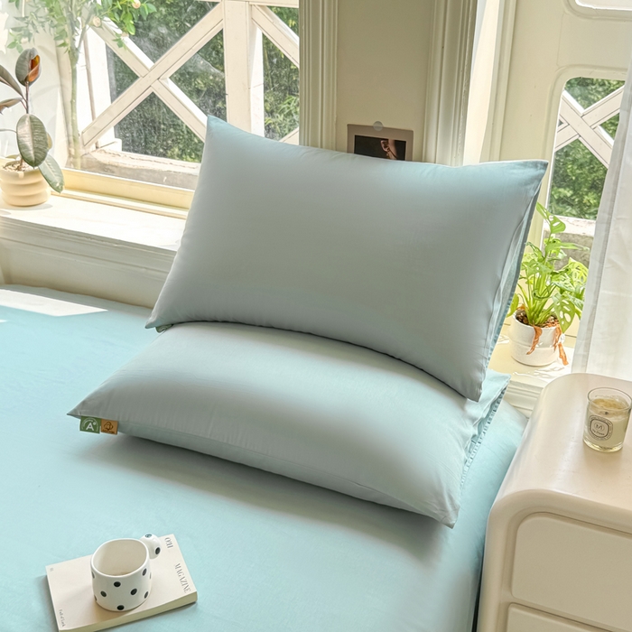 91家纺网 家纺一手货源 找家纺 凡客家居 2025新款全棉纯色简约单品床单系列 氧气蓝