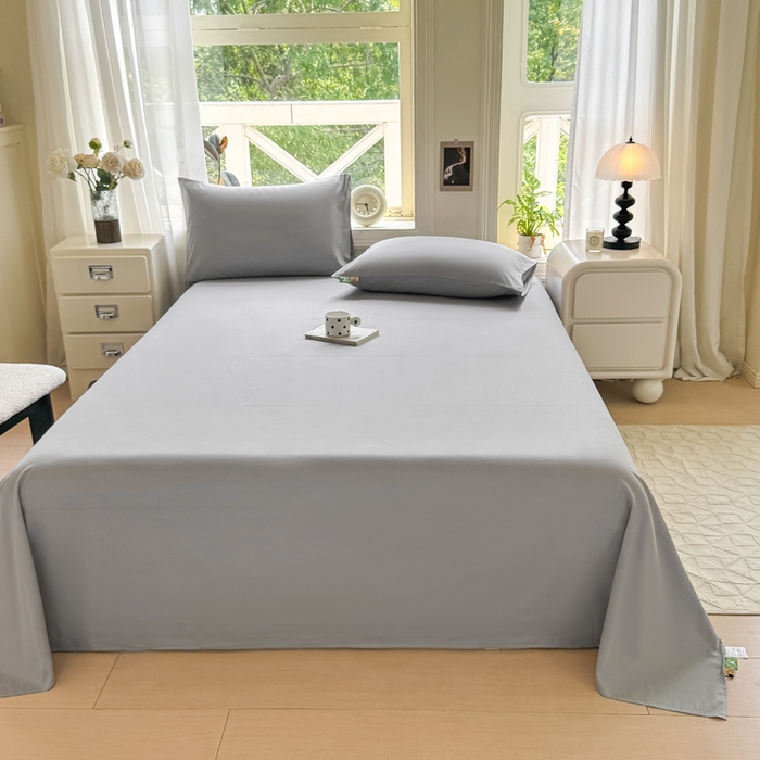 91家纺网 家纺一手货源 找家纺 凡客家居 2025新款全棉纯色简约单品床单系列 雅灰