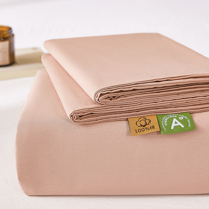 91家纺网 家纺一手货源 找家纺 凡客家居 2025新款全棉纯色简约单品床单系列 豆沙粉