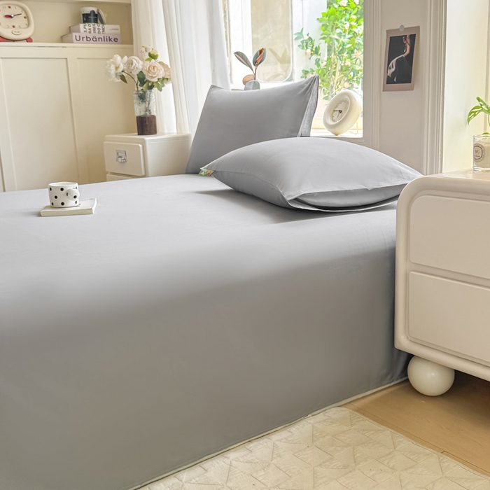 91家纺网 家纺一手货源 找家纺 凡客家居 2025新款全棉纯色简约单品床单系列 雅灰