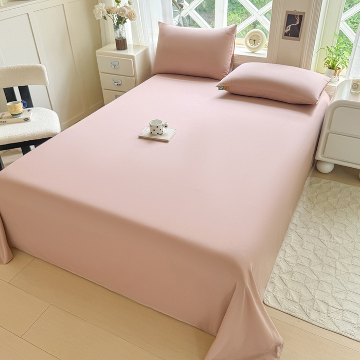 91家纺网 家纺一手货源 找家纺 凡客家居 2025新款全棉纯色简约单品床单系列 豆沙粉