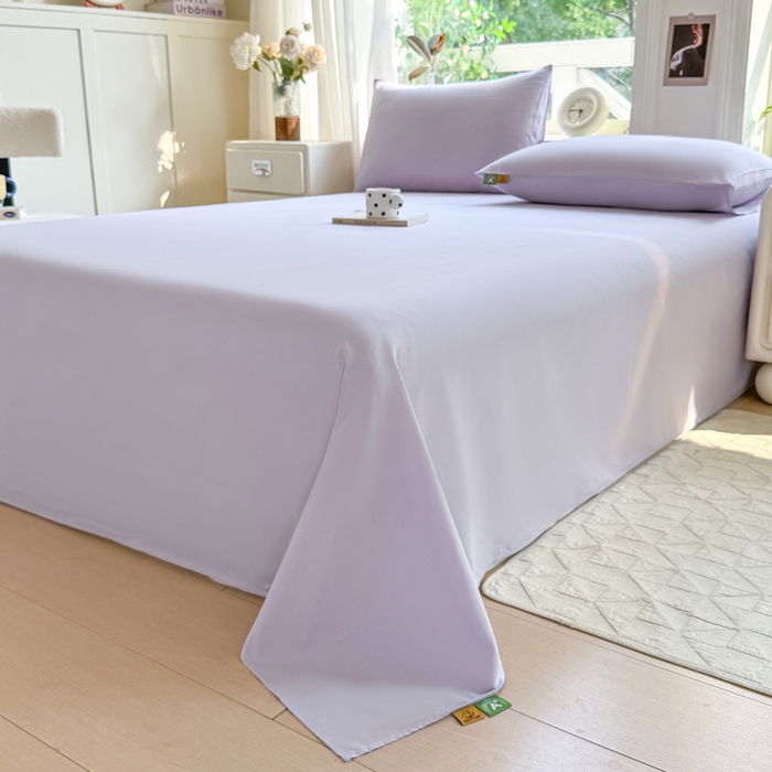 91家纺网 家纺一手货源 找家纺 凡客家居 2025新款全棉纯色简约单品床单系列 丁香紫