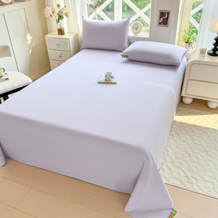 91家纺网 家纺一手货源 找家纺 凡客家居 2025新款全棉纯色简约单品床单系列 丁香紫