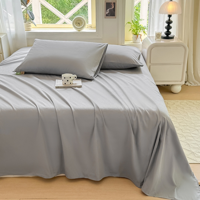 91家纺网 家纺一手货源 找家纺 凡客家居 2025新款全棉纯色简约单品床单系列 雅灰