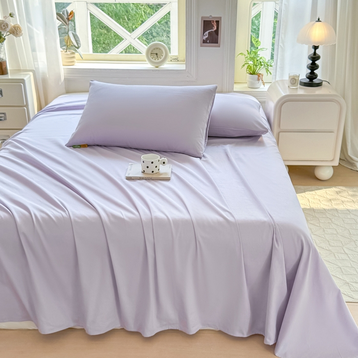 91家纺网 家纺一手货源 找家纺 凡客家居 2025新款全棉纯色简约单品床单系列 丁香紫