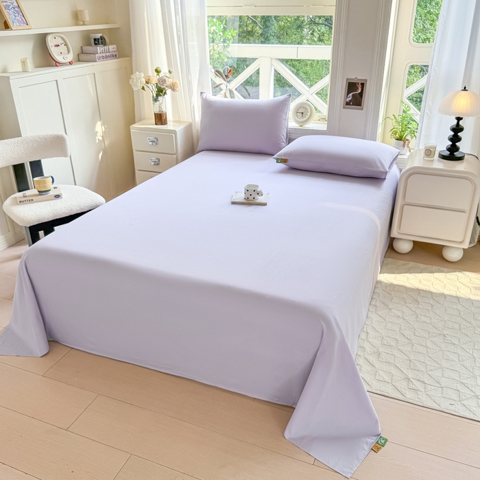 91家纺网 家纺一手货源 找家纺 凡客家居 2025新款全棉纯色简约单品床单系列 丁香紫