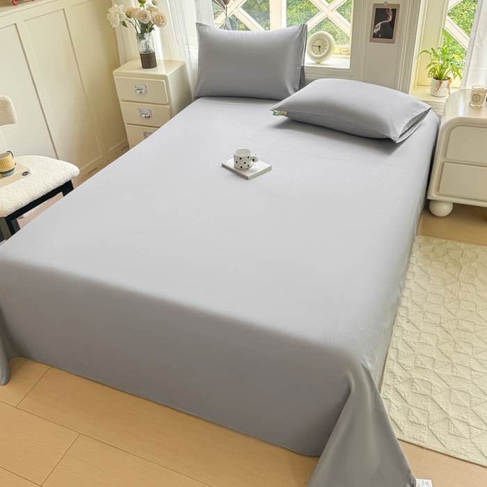 91家纺网 家纺一手货源 找家纺 凡客家居 2025新款全棉纯色简约单品床单系列 雅灰