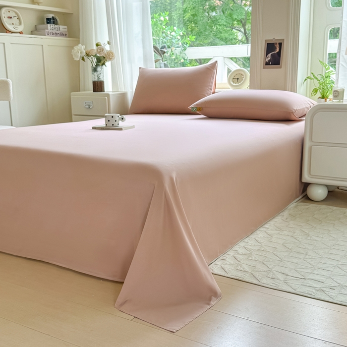 91家纺网 家纺一手货源 找家纺 凡客家居 2025新款全棉纯色简约单品床单系列 豆沙粉