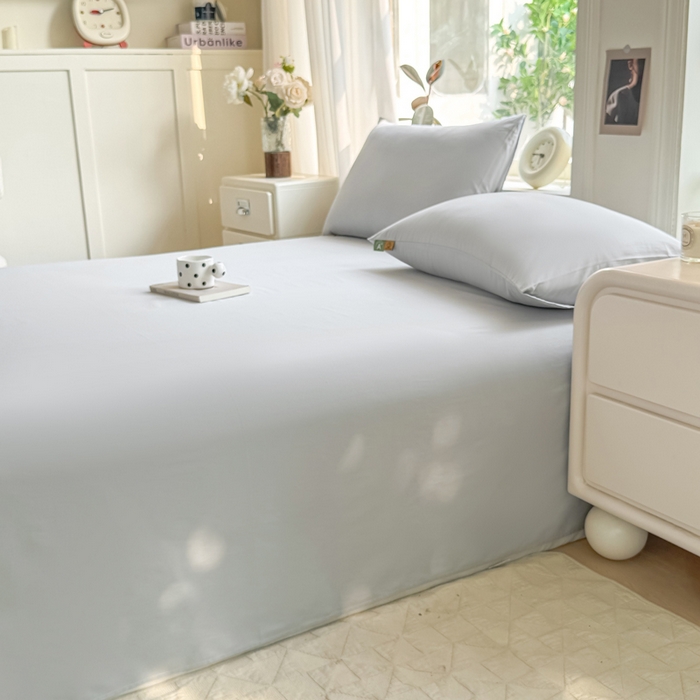 91家纺网 家纺一手货源 找家纺 凡客家居 2025新款全棉纯色简约单品床单系列 冰川灰