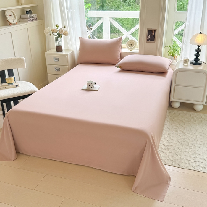 91家纺网 家纺一手货源 找家纺 凡客家居 2025新款全棉纯色简约单品床单系列 豆沙粉