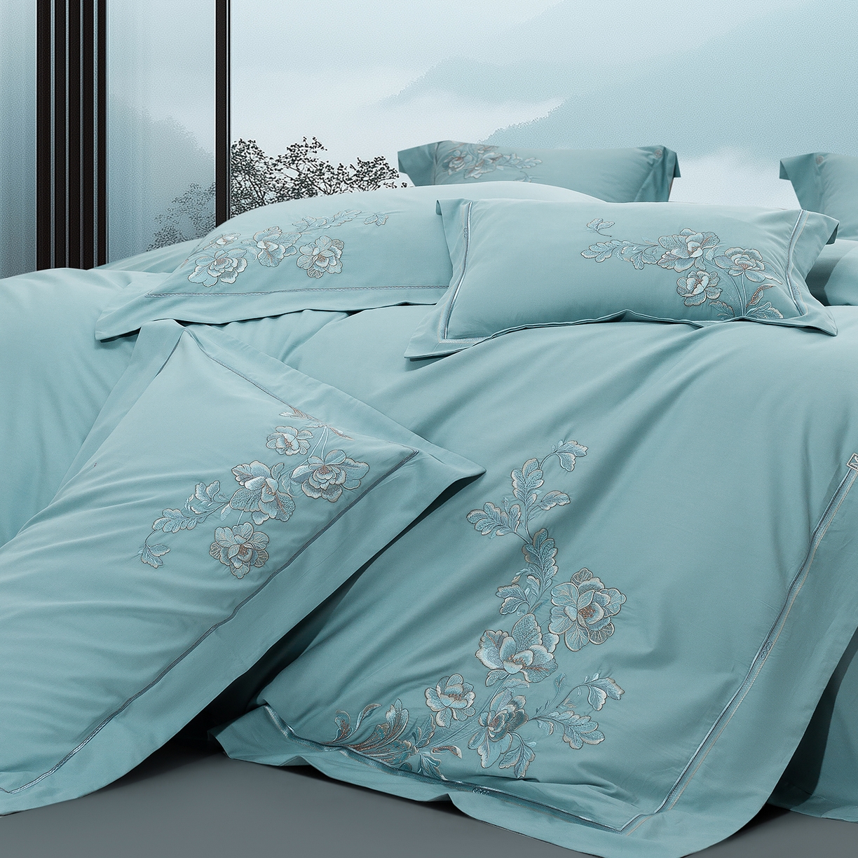 91家纺网 家纺一手货源 找家纺 高大尚婚庆馆 2025新款长绒棉磨毛四件套-浮生若梦 浮生若梦-水晶兰