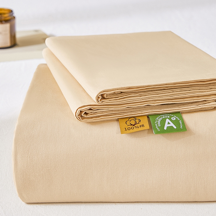 91家纺网 家纺一手货源 找家纺 凡客家居 2025新款全棉纯色简约单品床单系列 奶茶