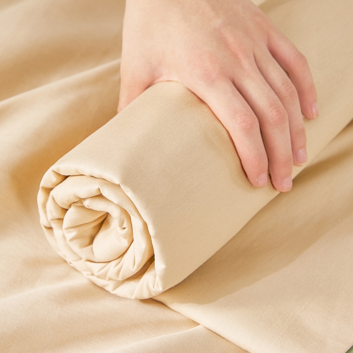 91家纺网 家纺一手货源 找家纺 凡客家居 2025新款全棉纯色简约单品床单系列 奶茶