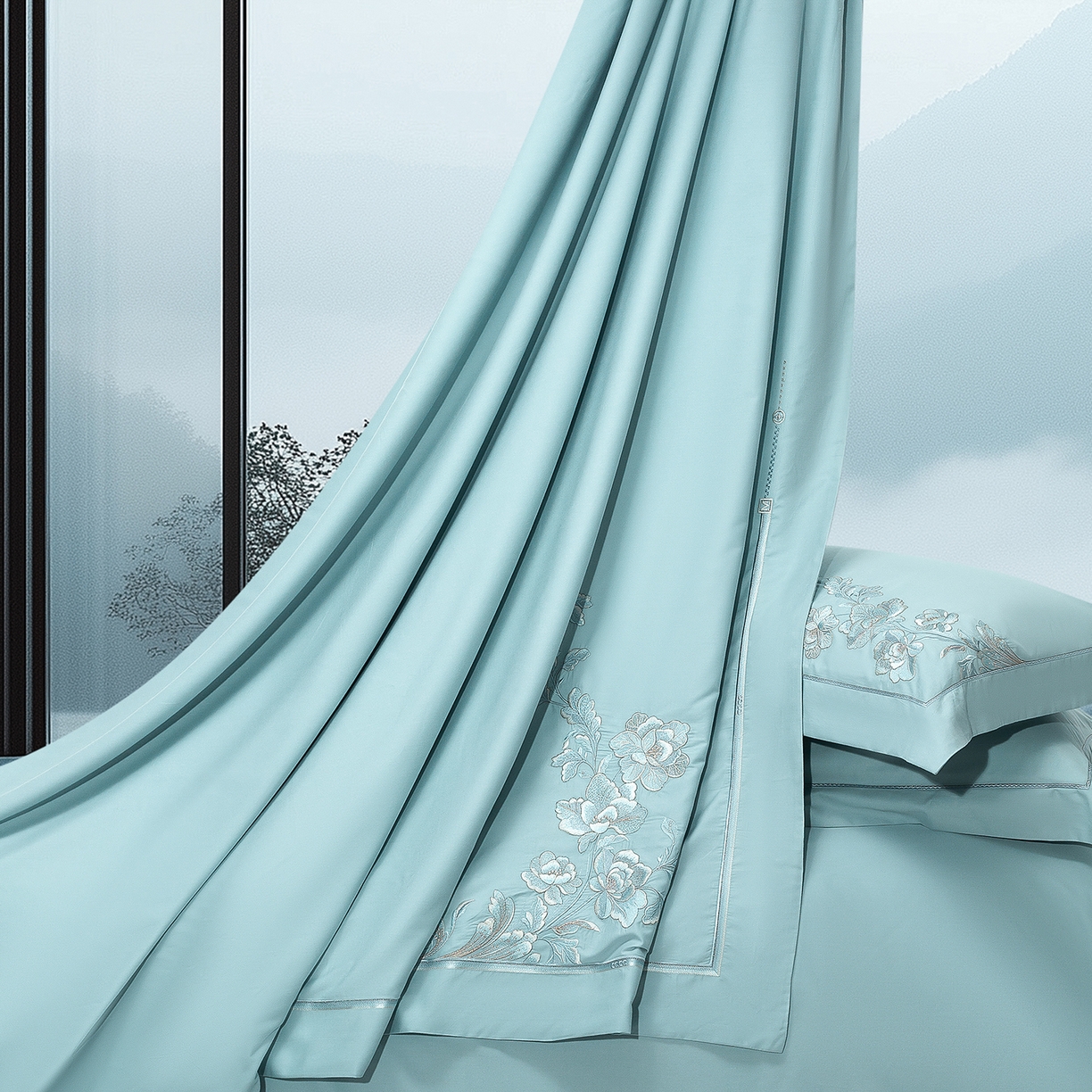 91家纺网 家纺一手货源 找家纺 高大尚婚庆馆 2025新款长绒棉磨毛四件套-浮生若梦 浮生若梦-水晶兰