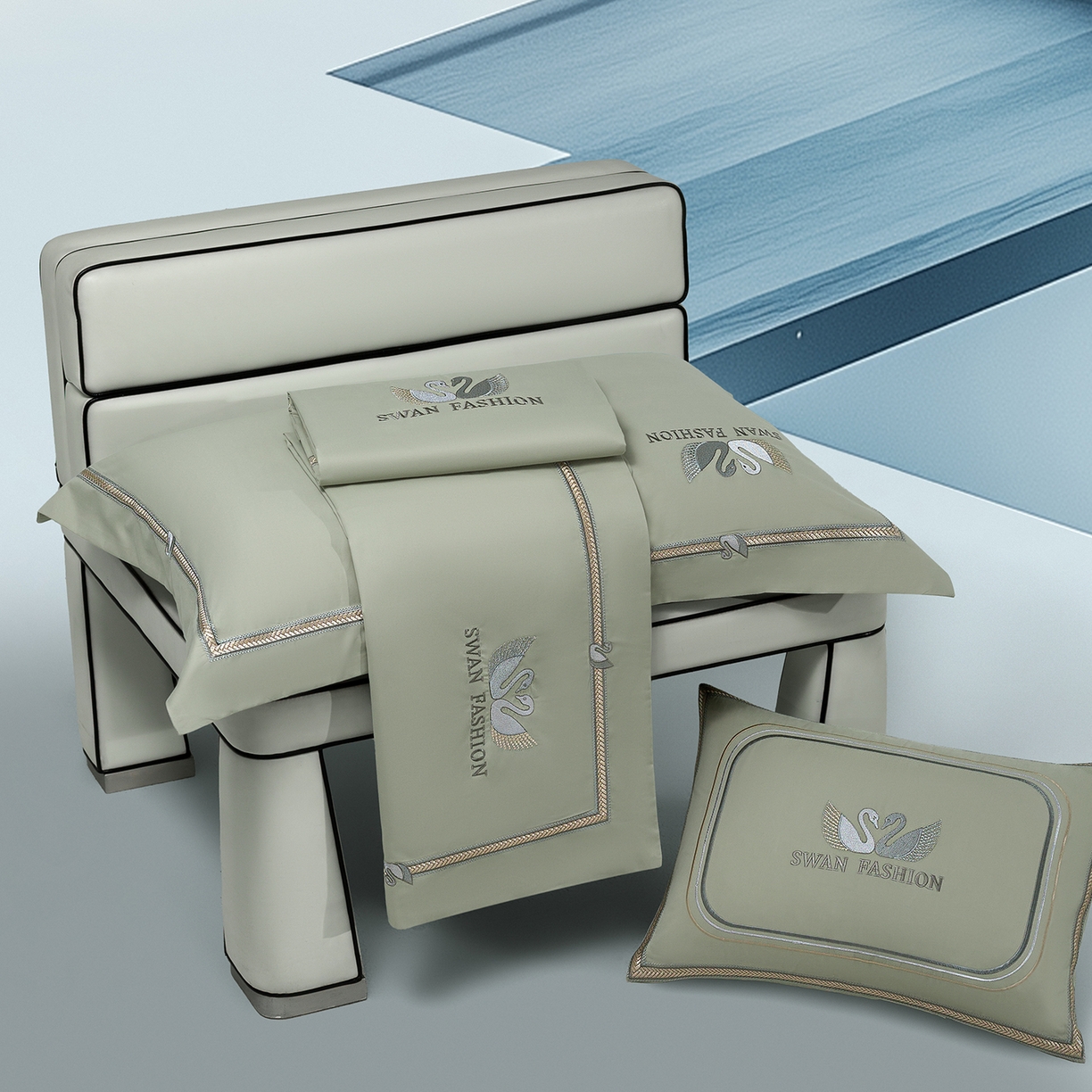 91家纺网 家纺一手货源 找家纺 （总）高大尚婚庆馆 2025新款长绒棉磨毛四件套-施华洛