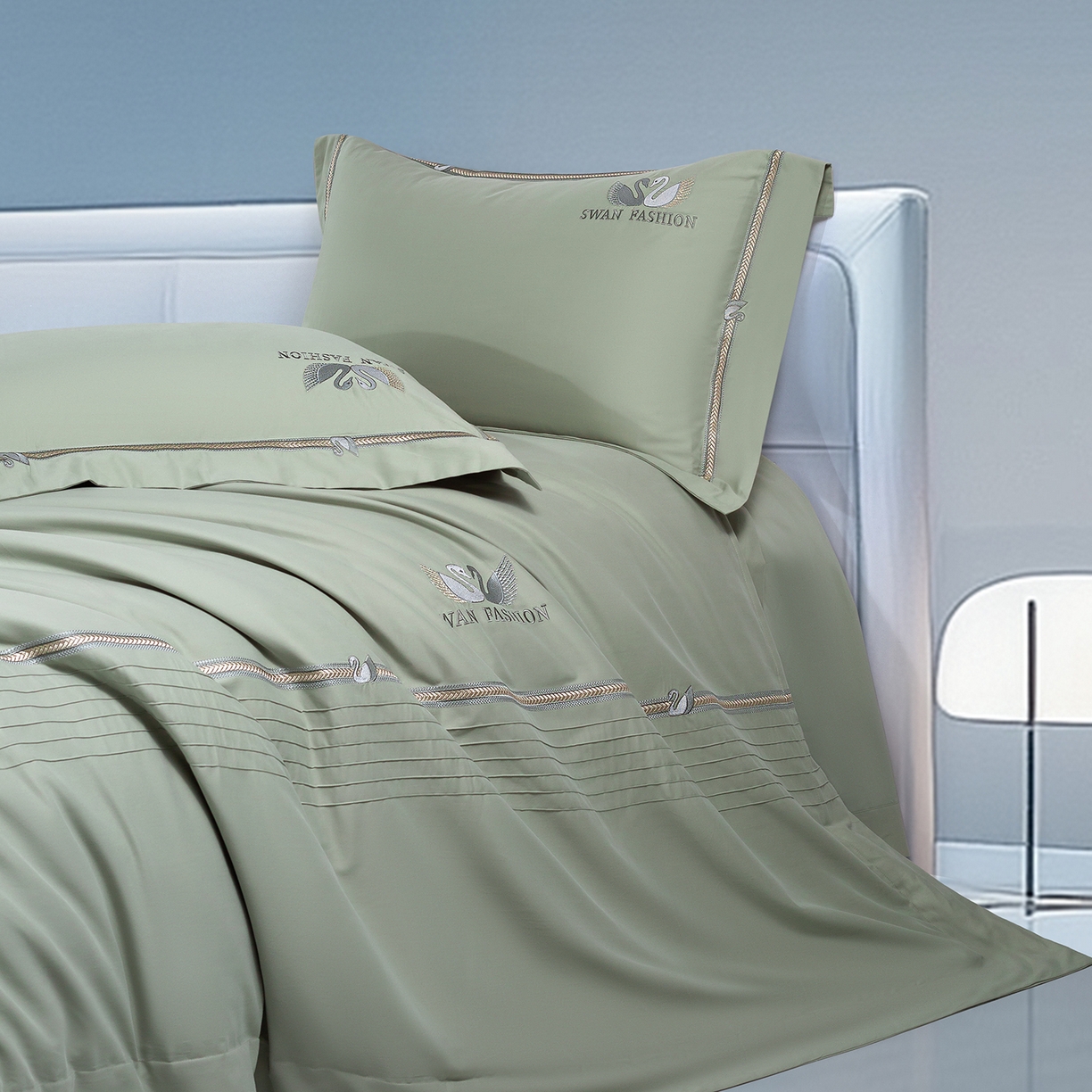 91家纺网 家纺一手货源 找家纺 （总）高大尚婚庆馆 2025新款长绒棉磨毛四件套-施华洛