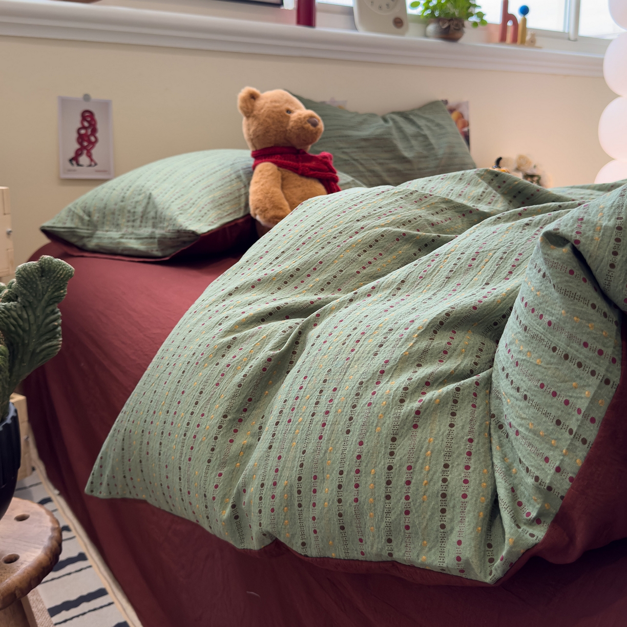 91家纺网 家纺一手货源 找家纺 水墨江南 2025新款高克重云感双层纱印花四件套-场景二 绿野仙踪