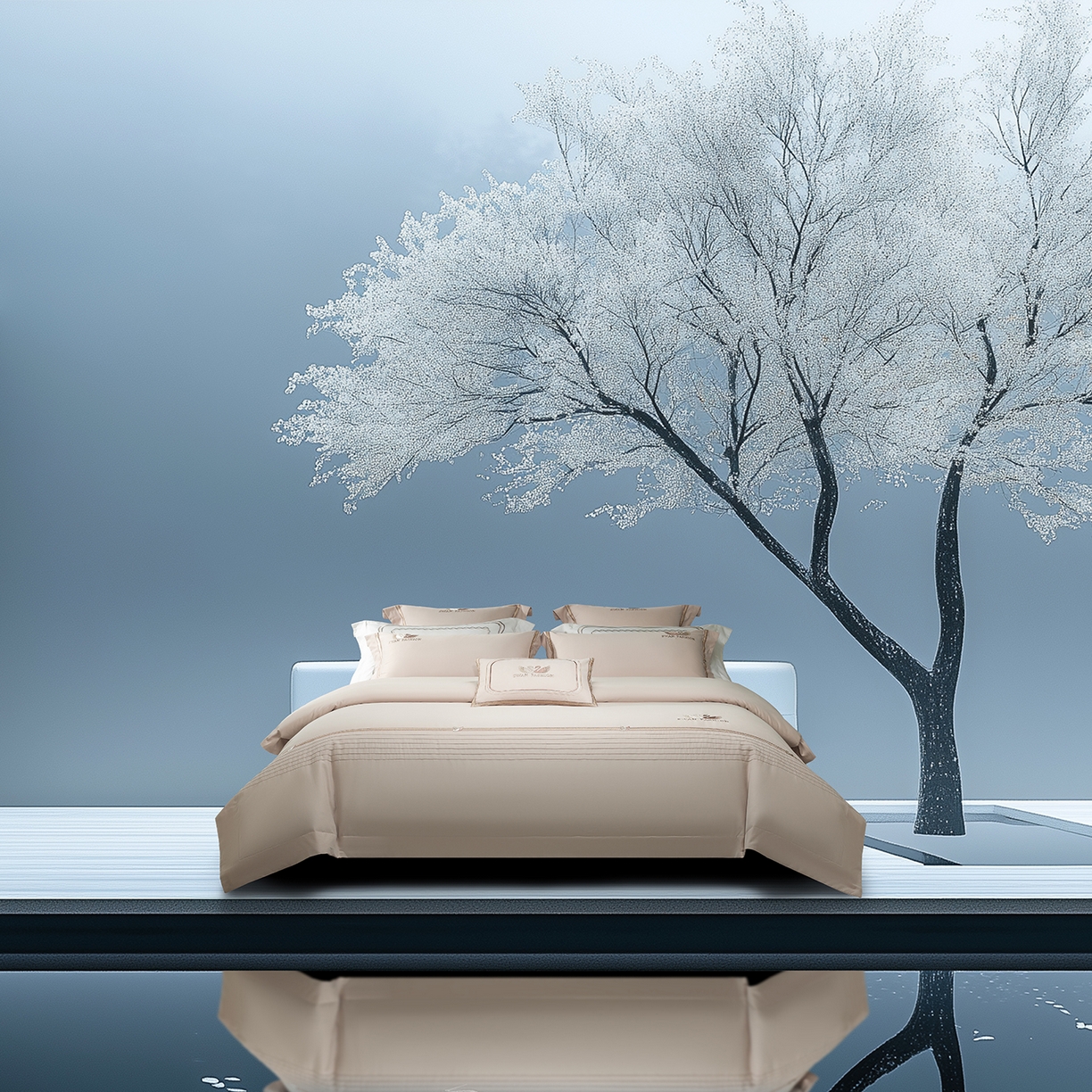 91家纺网 家纺一手货源 找家纺 （总）高大尚婚庆馆 2025新款长绒棉磨毛四件套-施华洛