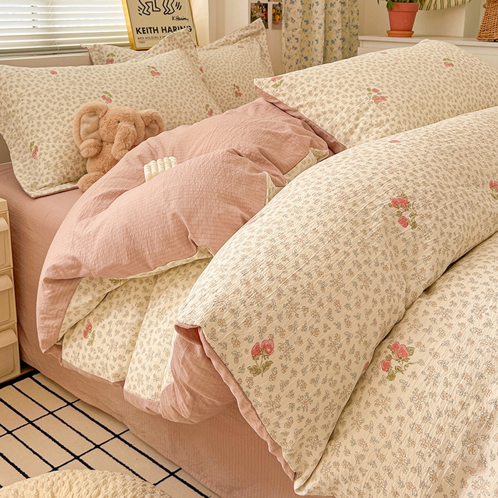 （总）仟网汇 2025新款古法水洗棉小布袋四件套