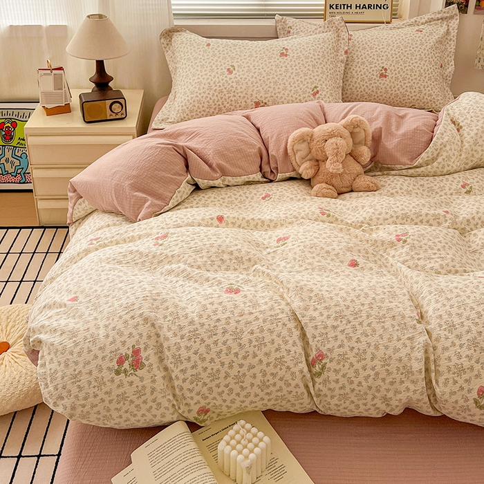 91家纺网 家纺一手货源 找家纺 （总）仟网汇 2025新款古法水洗棉小布袋四件套