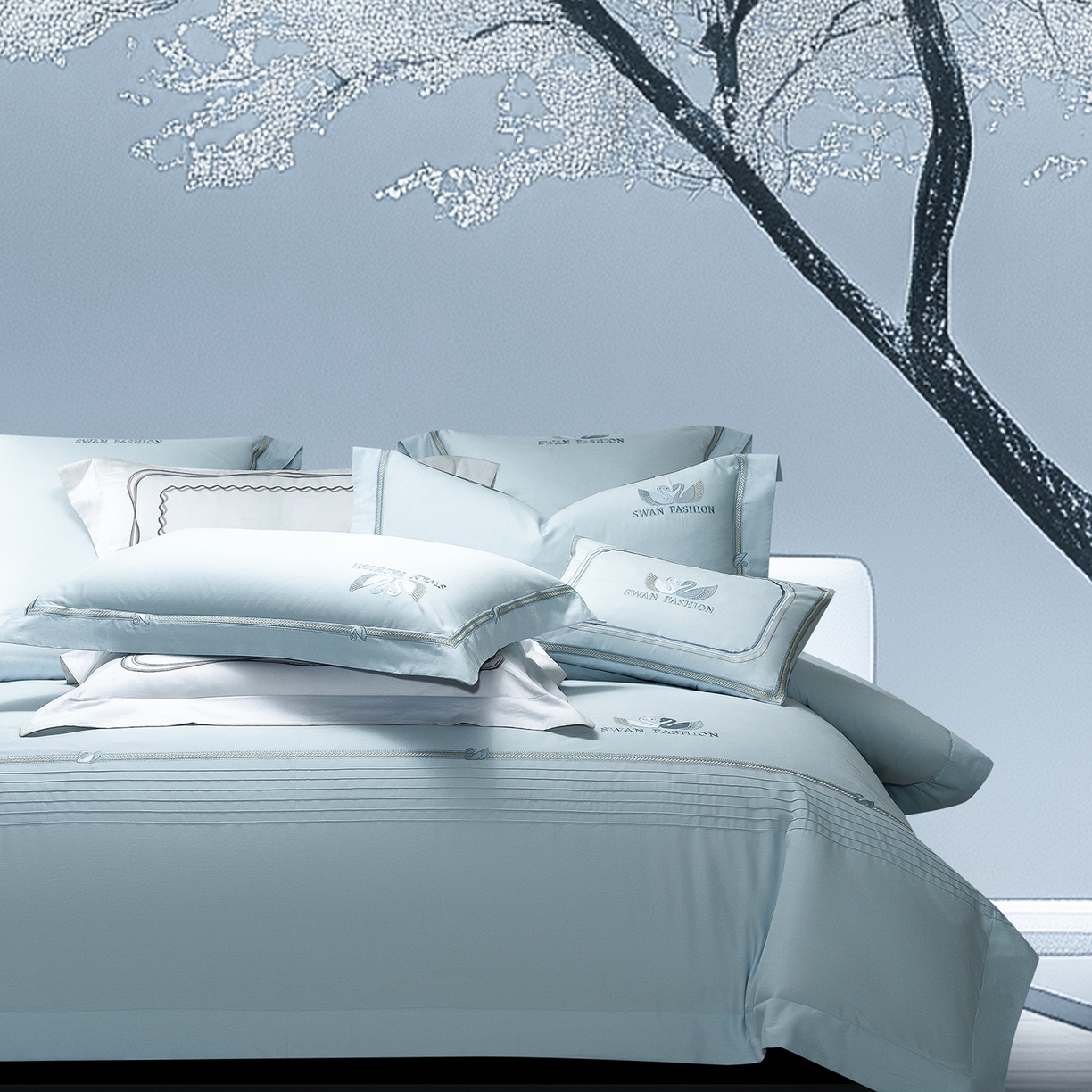 91家纺网 家纺一手货源 找家纺 高大尚婚庆馆 2025新款长绒棉磨毛四件套-施华洛 施华洛-水晶兰