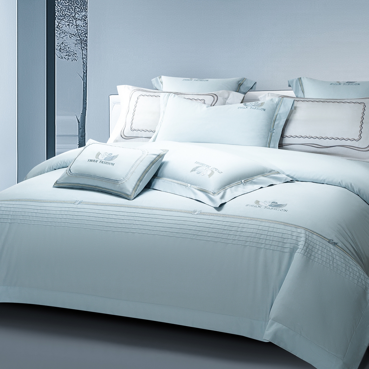 91家纺网 家纺一手货源 找家纺 高大尚婚庆馆 2025新款长绒棉磨毛四件套-施华洛 施华洛-水晶兰