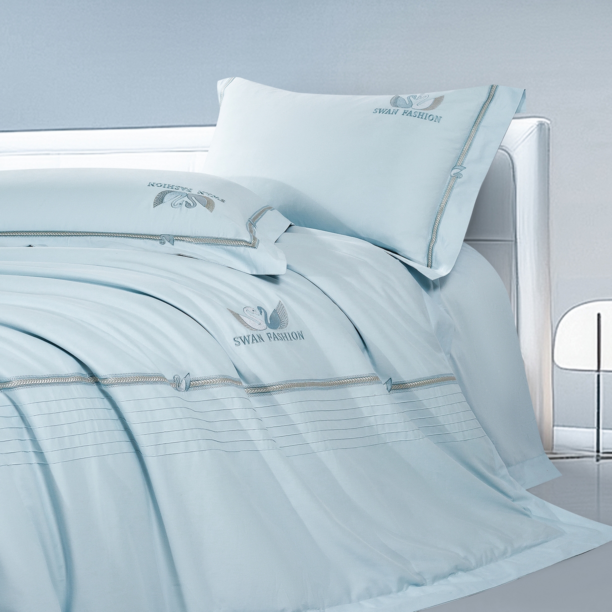 91家纺网 家纺一手货源 找家纺 高大尚婚庆馆 2025新款长绒棉磨毛四件套-施华洛 施华洛-水晶兰