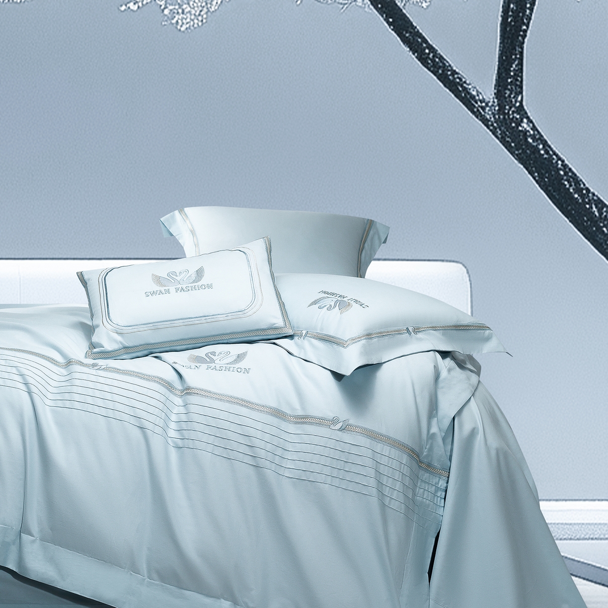 91家纺网 家纺一手货源 找家纺 高大尚婚庆馆 2025新款长绒棉磨毛四件套-施华洛 施华洛-水晶兰