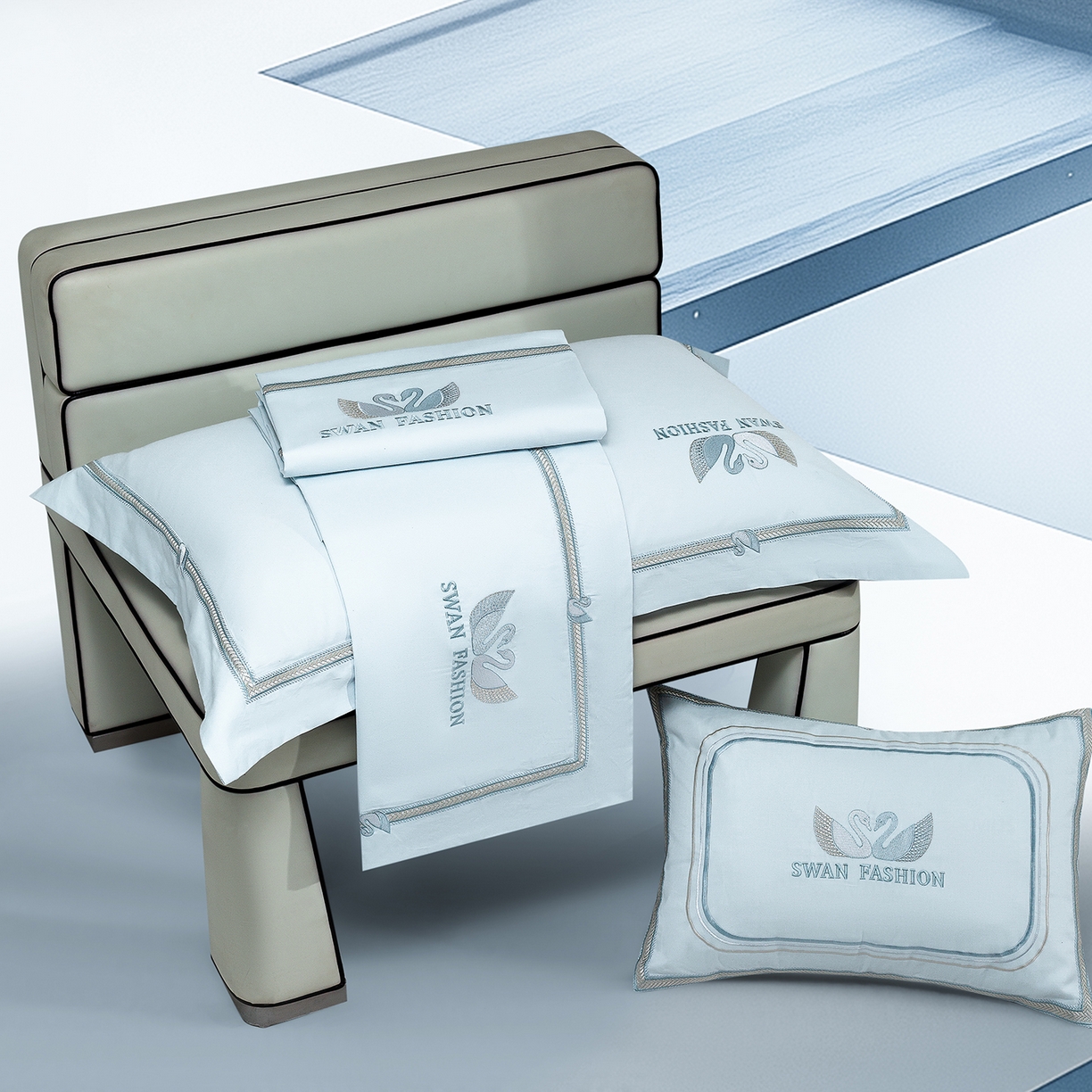 91家纺网 家纺一手货源 找家纺 高大尚婚庆馆 2025新款长绒棉磨毛四件套-施华洛 施华洛-水晶兰