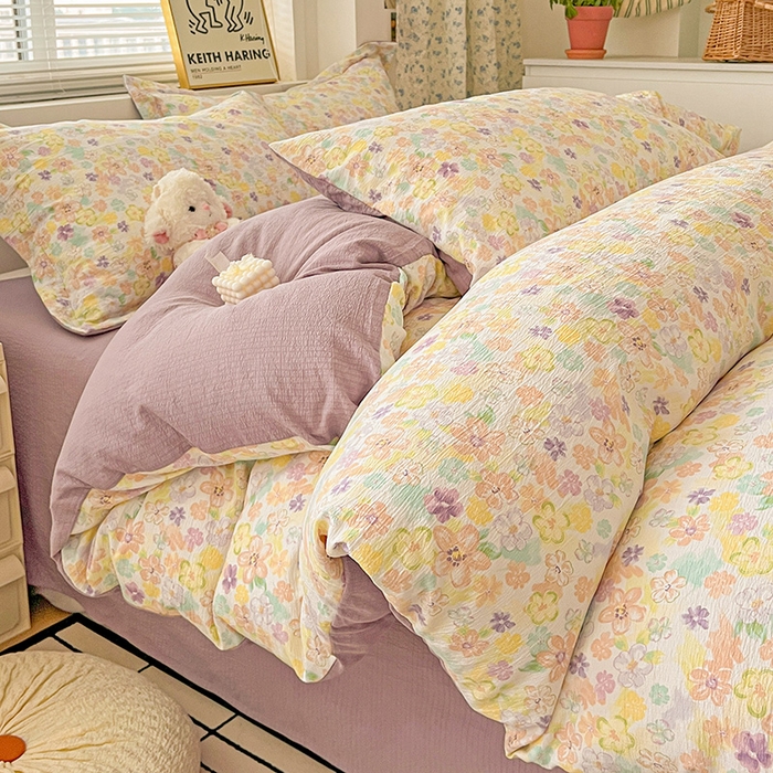 91家纺网 家纺一手货源 找家纺 （总）仟网汇 2025新款古法水洗棉小布袋四件套